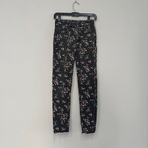 Aqua Black Floral Skinny Jeans Size 24